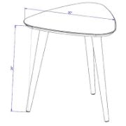 Triangular-shaped side table with rounded edges