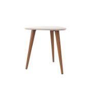Triangular-shaped side table with rounded edges
