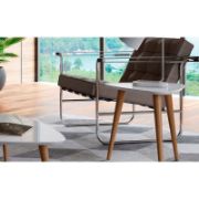 Triangular-shaped side table with rounded edges