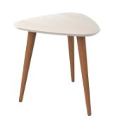 Triangular-shaped side table with rounded edges