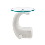 Whale Shape Glass Top Beveled Base End Table
