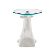Whale Shape Glass Top Beveled Base End Table
