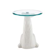 Whale Shape Glass Top Beveled Base End Table