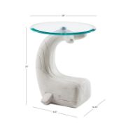 Whale Shape Glass Top Beveled Base End Table