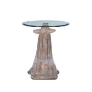 Whale Shape Glass Top Beveled Base End Table