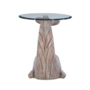 Whale Shape Glass Top Beveled Base End Table