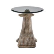 Whale Shape Glass Top Beveled Base End Table