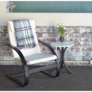 Round Accent Side Table featuring three curved wooden legs