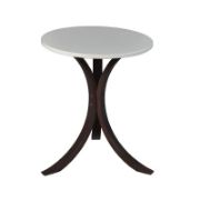 Round Accent Side Table featuring three curved wooden legs