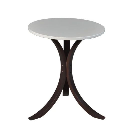 Round Accent Side Table featuring three curved wooden legs