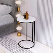 Glossy Marble Top Side Table