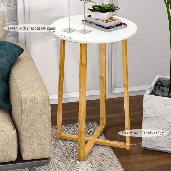 Compact Stylish Round Solid Wood Side Table