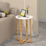 Compact Stylish Round Solid Wood Side Table