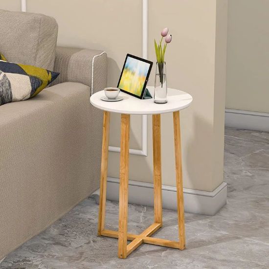 Compact Stylish Round Solid Wood Side Table
