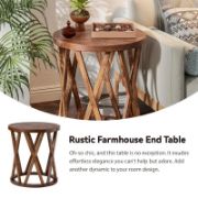Rustic Round Side Table
