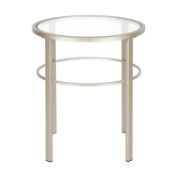 Glass Top Side Table with steel frame coated in shiny gold