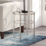 Glass Top Side Table with steel frame coated in shiny gold