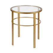 Glass Top Side Table with steel frame coated in shiny gold