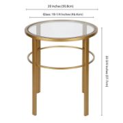 Glass Top Side Table with steel frame coated in shiny gold