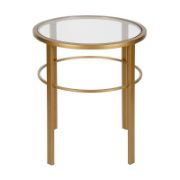 Glass Top Side Table with steel frame coated in shiny gold