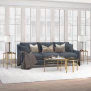 Glass Top Side Table with steel frame coated in shiny gold