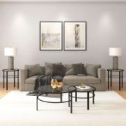 Glass Top Side Table with steel frame coated in shiny gold