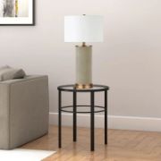 Glass Top Side Table with steel frame coated in shiny gold