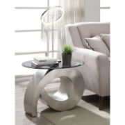 Luxurious Oval Glass Top Side Table