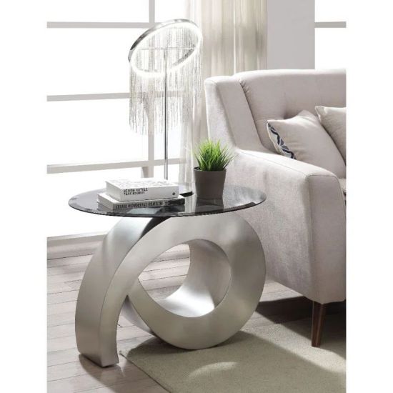 Luxurious Oval Glass Top Side Table