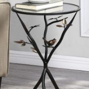 Nature-Inspired Tripod Glass Top End Table