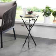 Nature-Inspired Tripod Glass Top End Table