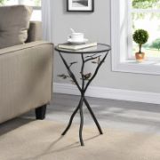 Nature-Inspired Tripod Glass Top End Table