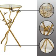 Nature-Inspired Tripod Glass Top End Table