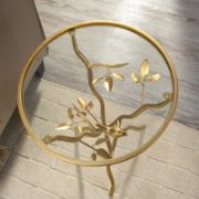 Nature-Inspired Tripod Glass Top End Table