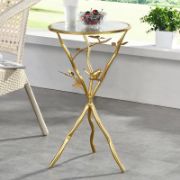 Nature-Inspired Tripod Glass Top End Table