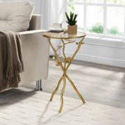 Nature-Inspired Tripod Glass Top End Table