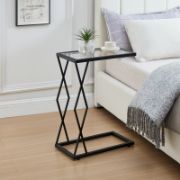 C-Shaped Accent Table, Glass Top End Table