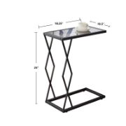 C-Shaped Accent Table, Glass Top End Table