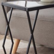 C-Shaped Accent Table, Glass Top End Table
