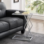 C-Shaped Accent Table, Glass Top End Table