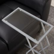 C-Shaped Accent Table, Glass Top End Table