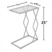 C-Shaped Accent Table, Glass Top End Table