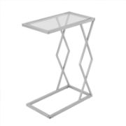 C-Shaped Accent Table, Glass Top End Table