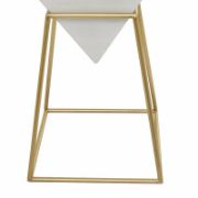 Wood Inverted Pyramid Geometric Side End Accent Table with Gold Metal Stand
