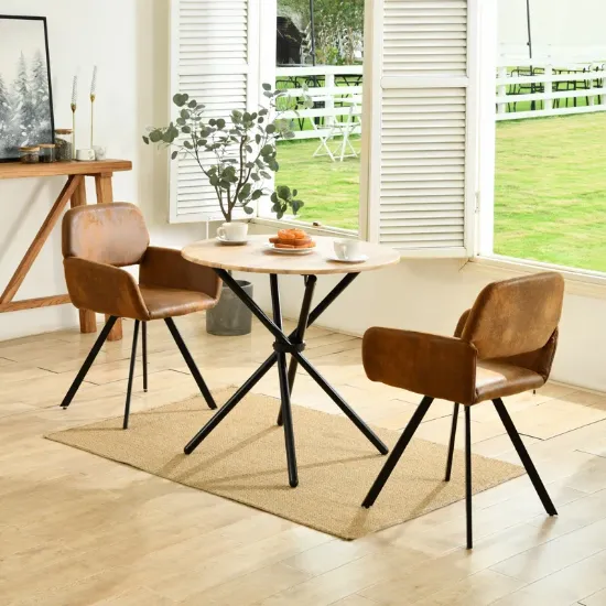 3 pieces Modern Dining Set Round Table Swivel Chairs