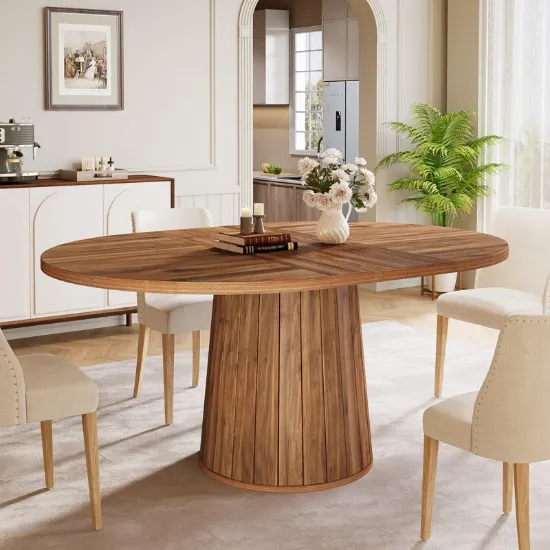 Oval Dining Table With Wood Base