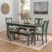 6-Piece Two Toned Wood and Upholstered Dining Set