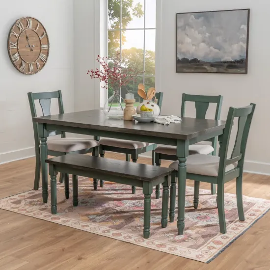 6-Piece Two Toned Wood and Upholstered Dining Set