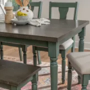 6-Piece Two Toned Wood and Upholstered Dining Set