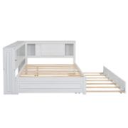 Solid Wood Daybed with Pull-Out Trundle, USB Charging Ports, and Built-In LED Lighting